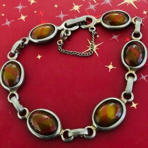 Vintage Bracelet - Sarah Coventry Wood Nymph Red Art Glass, 1971, 7.5”